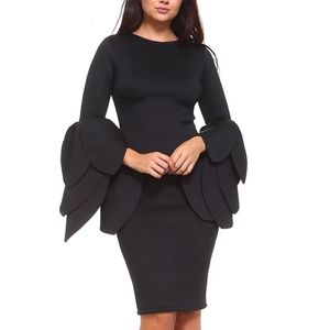 Black Petal Sleeve Dress